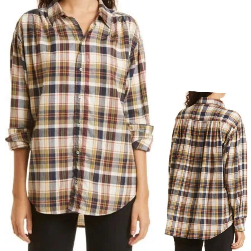 THE GREAT. Society Country Plaid Button Down Shirt Size 0 XSmall- Oversized